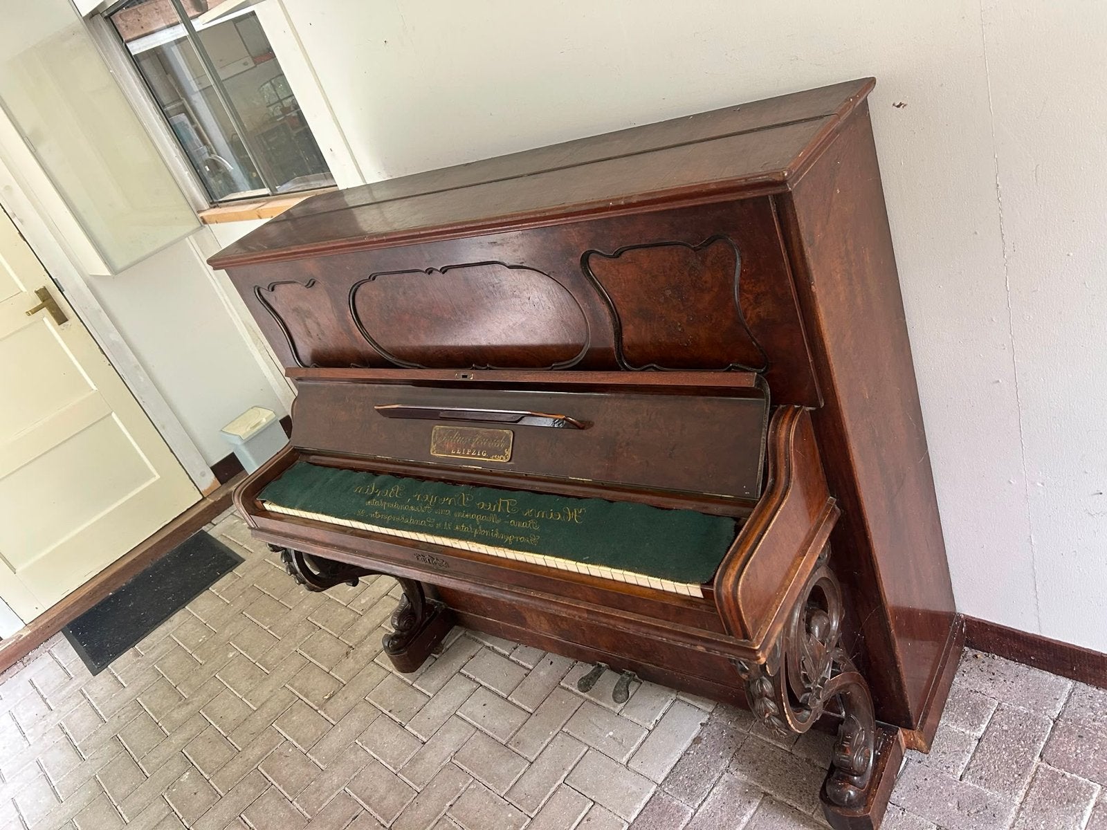 Antieke Julius Kaps Leipzig Piano - Opknapper, Ophalen, Gebruikt, Bruin, Piano