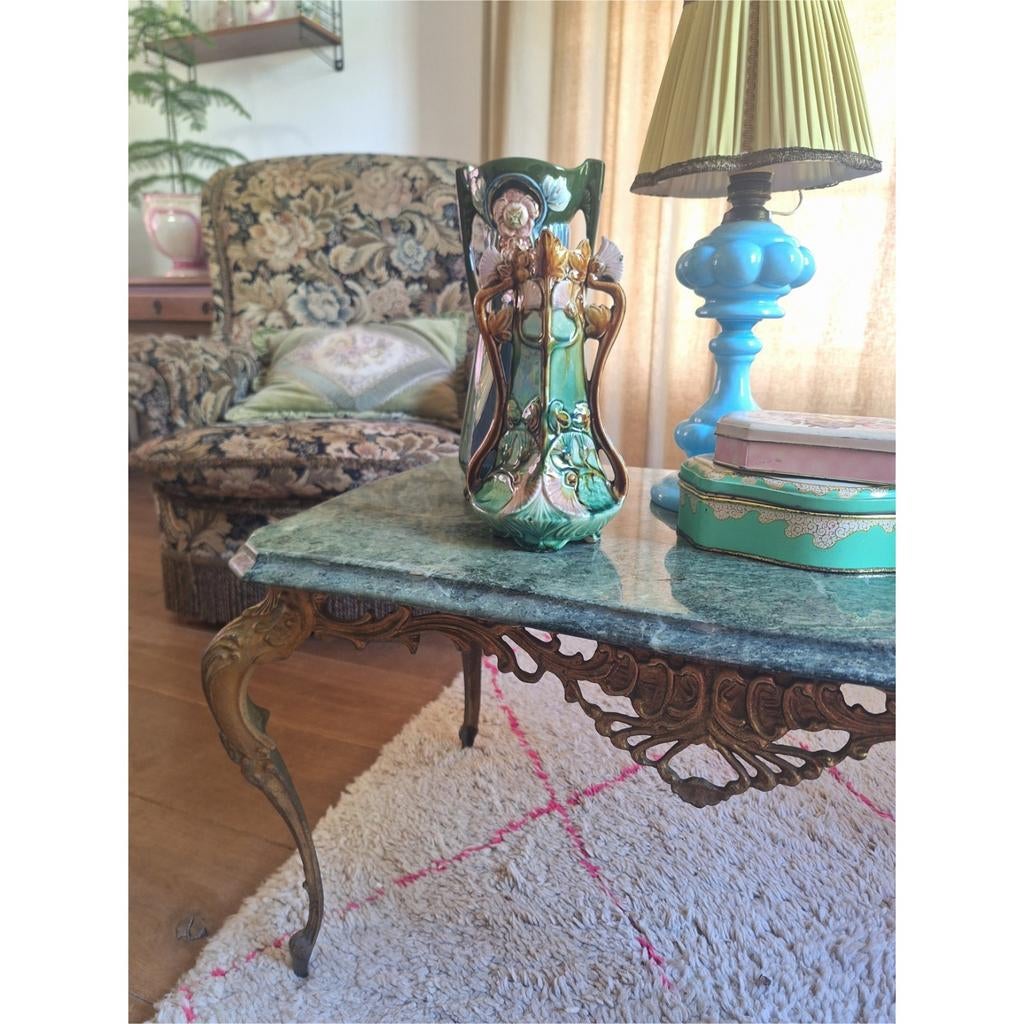 Prachtige salon tafel met marmeren blad, Ophalen, Rond, 50 tot 100 cm, 50 tot 100 cm