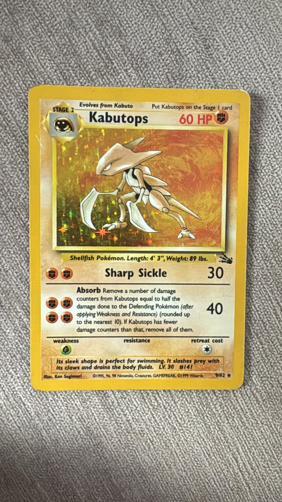 Kabutops Pokémon kaart (Foil) - Fossil, Ophalen of Verzenden, Losse kaart, Foil