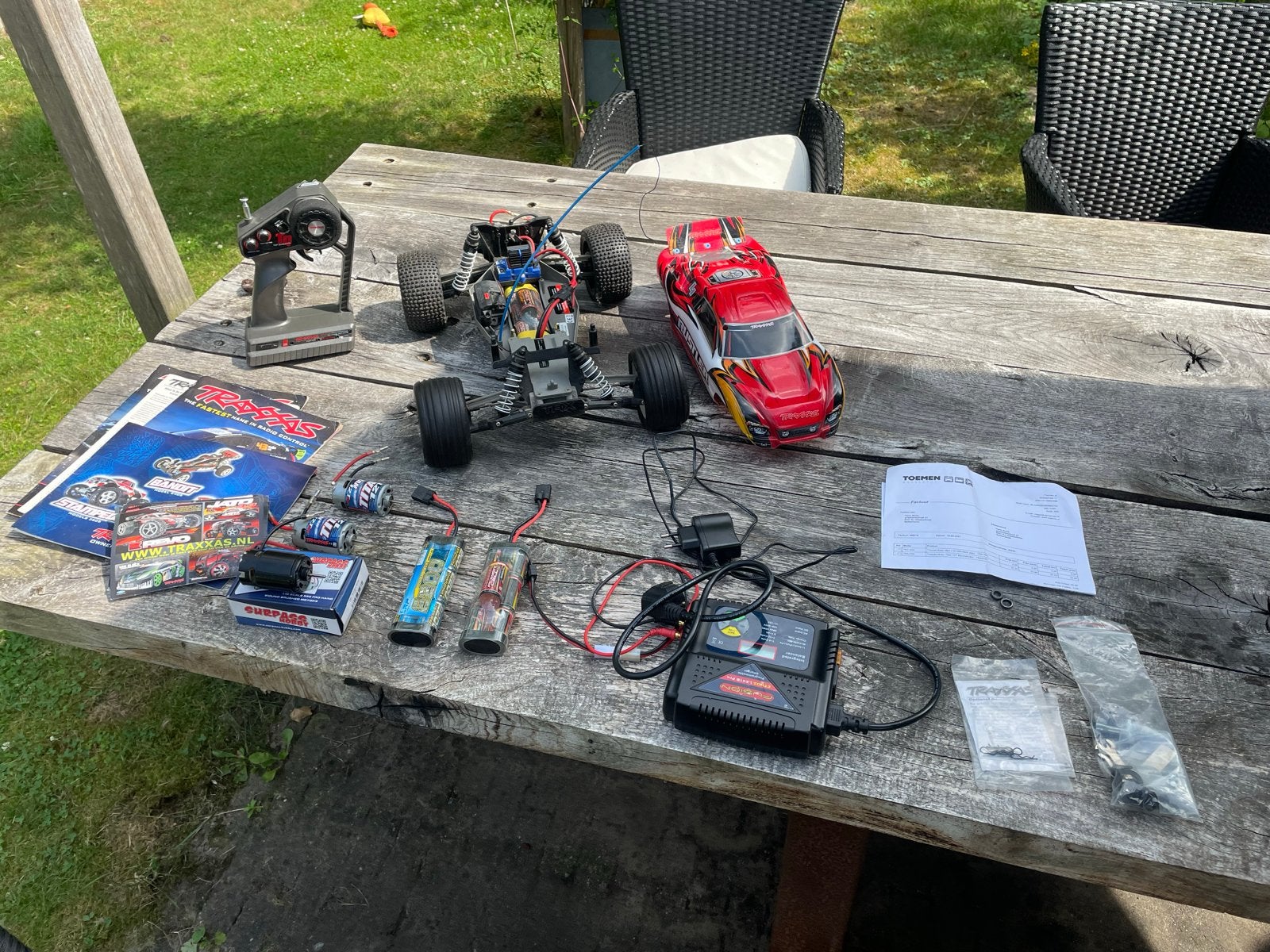 Traxxas Rustler RC auto met toebehoren, Gebruikt, Auto offroad, Schaal 1:10, Ophalen