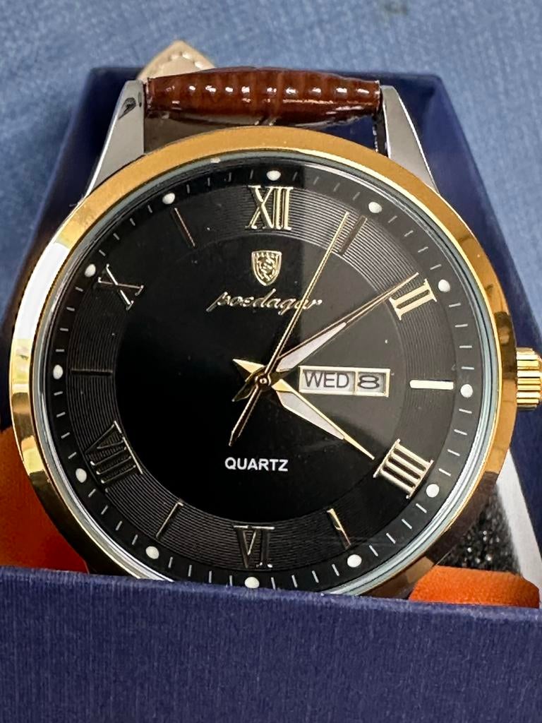 Prachtige nieuwe Poedagar horloge, Overige merken, Leer, Staal, Polshorloge