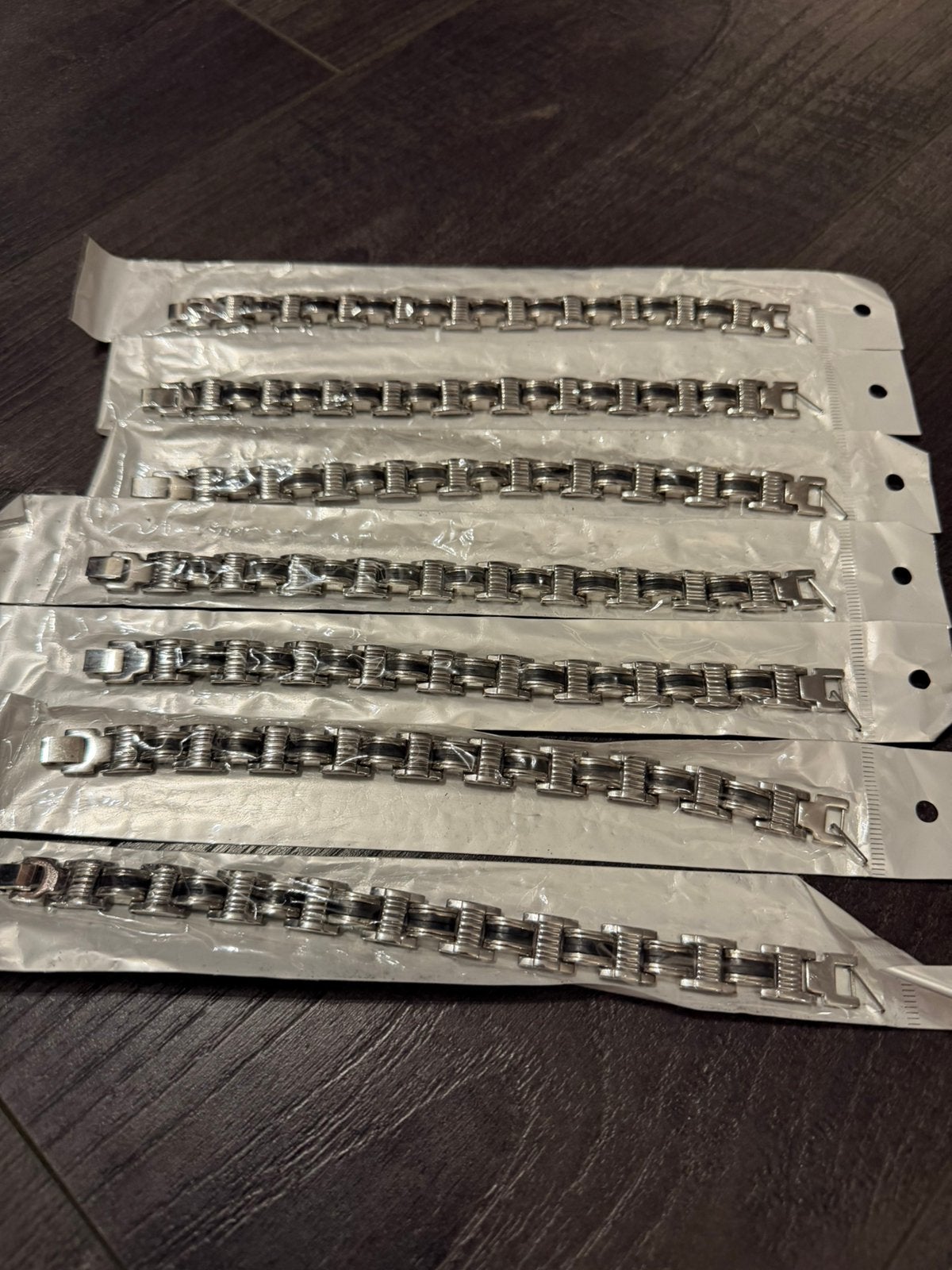 Partij 7 stuks stoere stalen armbanden S3/12, Verzenden, Nieuw, Zilver, Staal