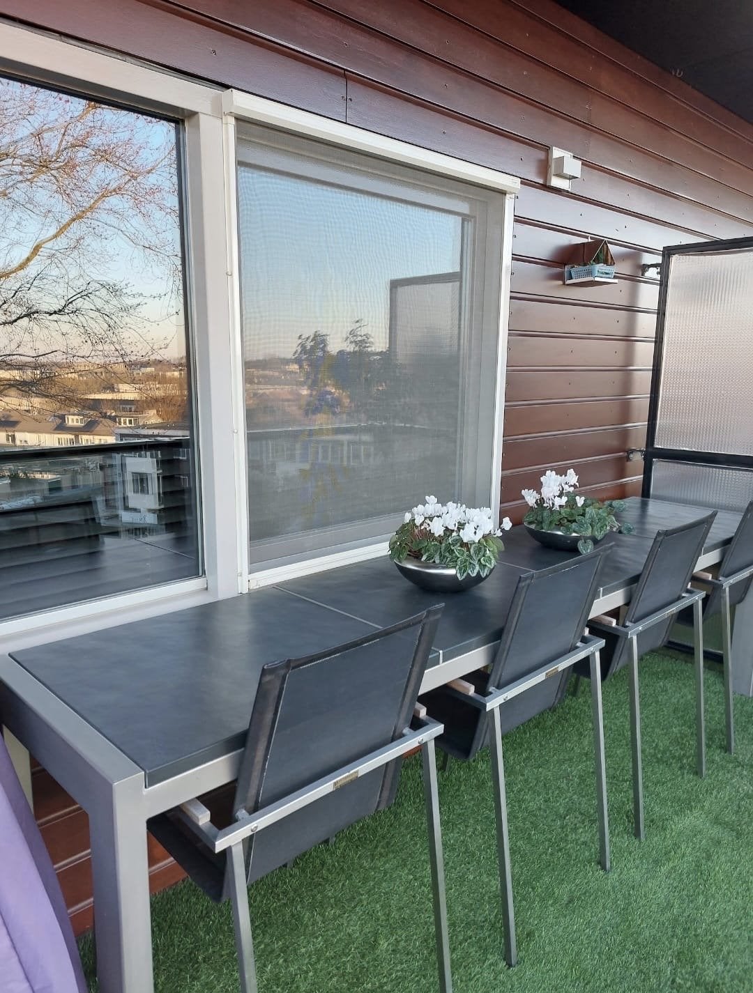Tuintafel met stoelen – RVS onderstel, Ophalen, Gebruikt, Rechthoekig, Rvs