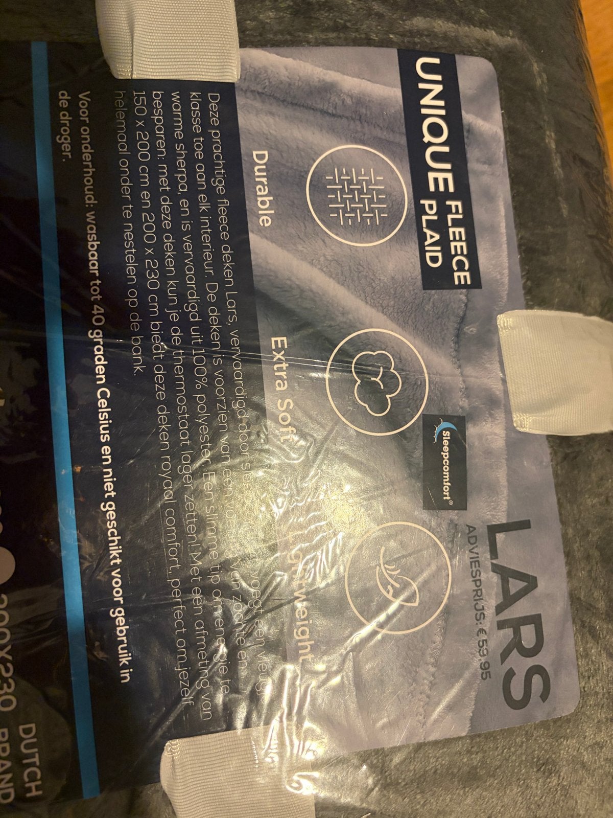 Fleece deken Lars 150x200 - Grijs, Ophalen of Verzenden, Nieuw, Grijs, Overige merken