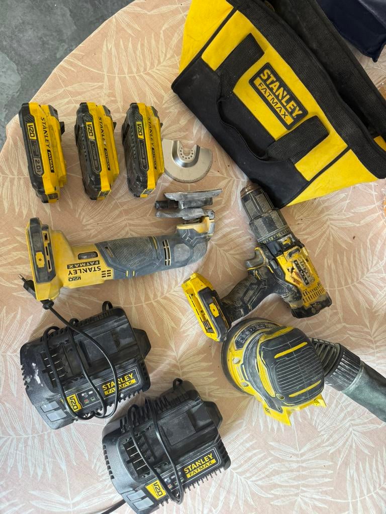 18V Stanley FATMAX set incl 3 accu’s, Ophalen, Zo goed als nieuw, Boor- en Schroefmachine