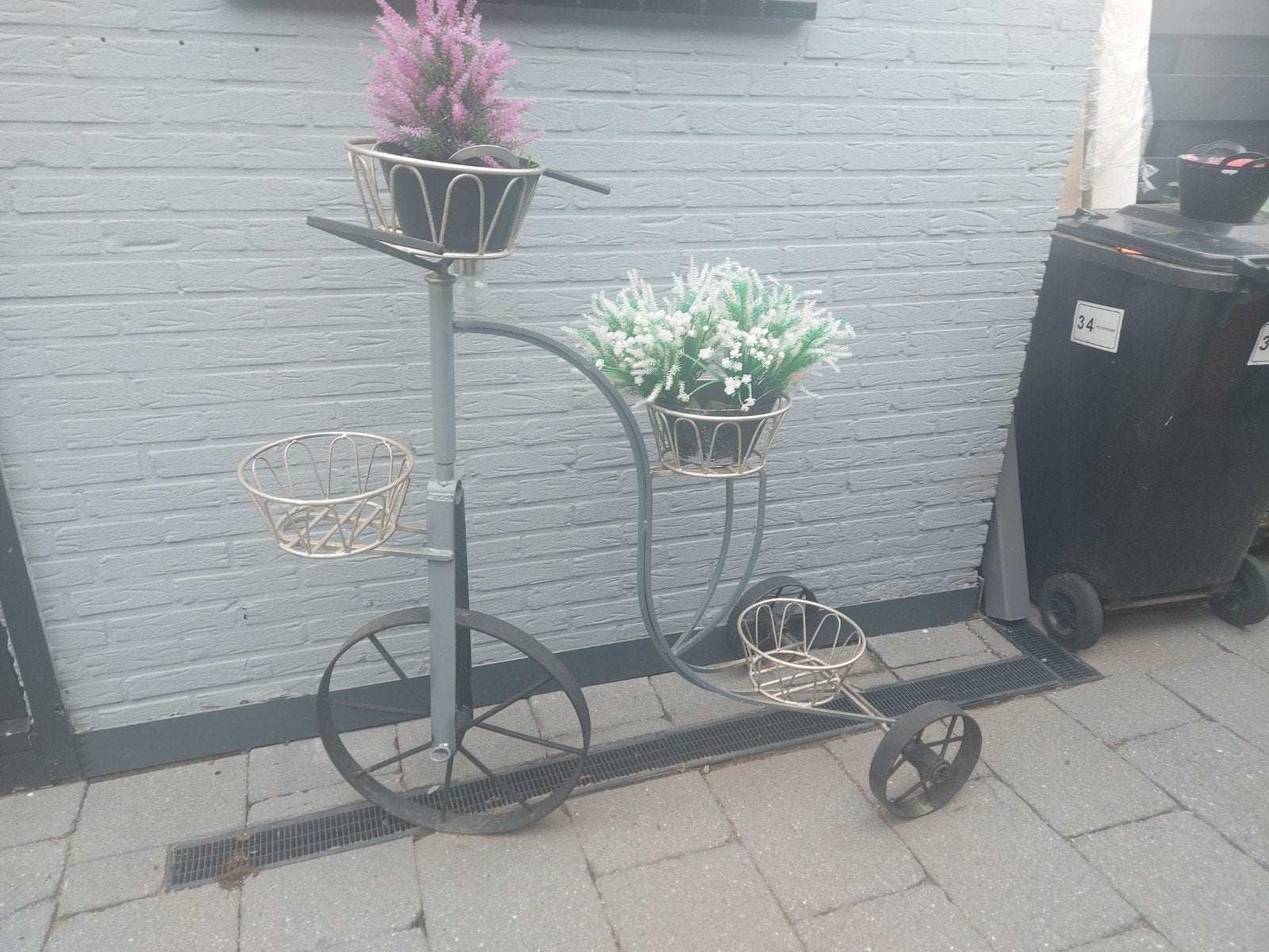 Smeet ijzeren fiets voor plantjes, Tuin en Terras, Ophalen, Rond, Metaal, Minder dan 30 cm