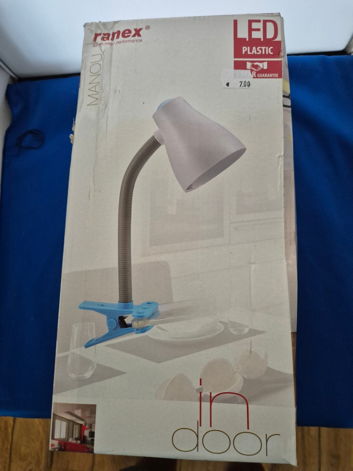 Ranex Manou LED Klemlamp - Wit/Blauw, Wit, Overige merken, Kunststof, Nieuw