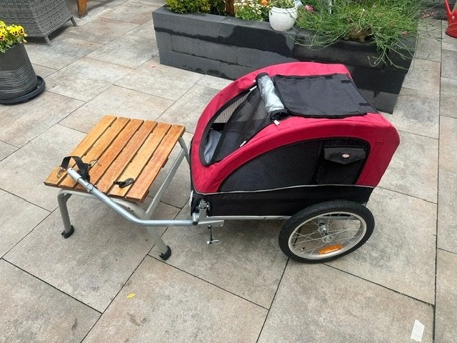 hondenfietskar rood, Ophalen of Verzenden, Gebruikt, Hondenkar, 20 tot 40 kg