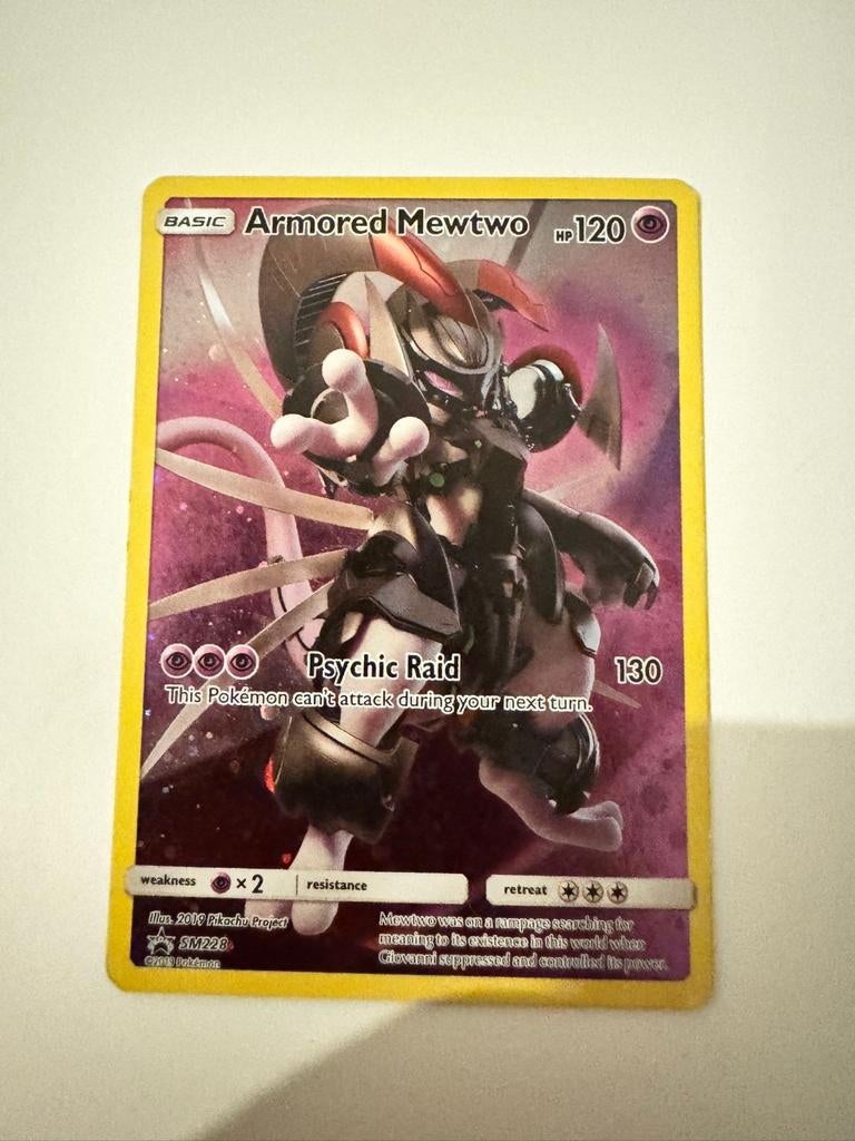 Armored Mewtwo #SM228 Pokemon promo., Ophalen of Verzenden, Zo goed als nieuw, Losse kaart