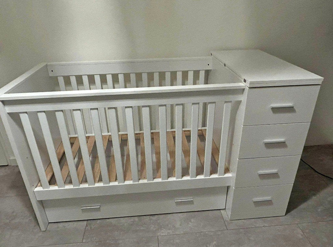 Born Lucky Combi Ledikant Memphis White met NIEUW matras, Ophalen, Zo goed als nieuw, Ledikant