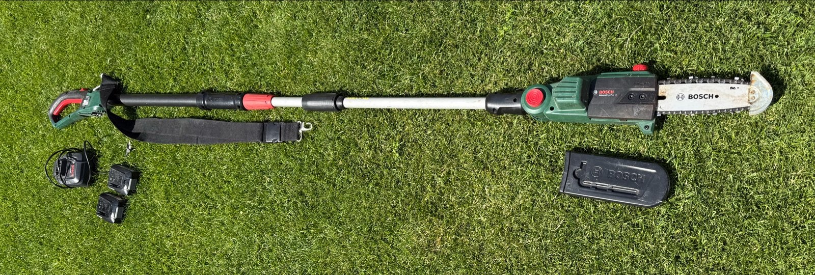 Bosch Telescopische Kettingzaag 18V met 2 Accu's, Ophalen, Gebruikt, 50 mm of meer, Telescopisch
