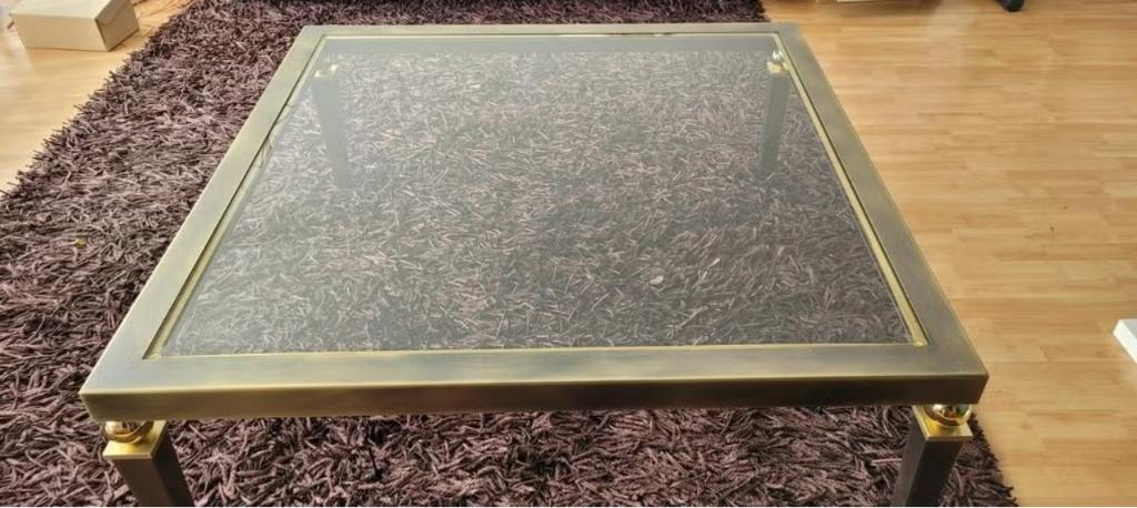 Vierkante salontafel met glazen blad, Ophalen, Vierkant, Zo goed als nieuw, Glas
