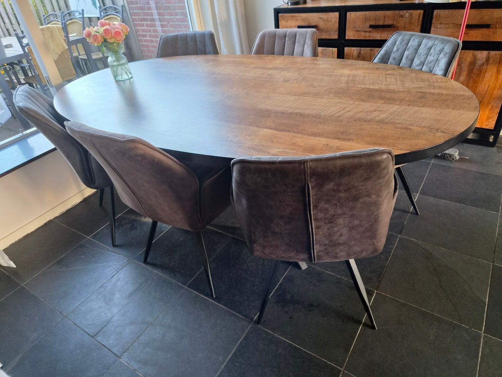 keukentafel ovaal, Ophalen, 100 tot 150 cm, 200 cm of meer, Zo goed als nieuw
