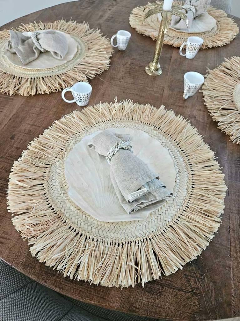 Raffia placemat uit Marokko, Ophalen of Verzenden, Tropical Home, Bord, 6951nk