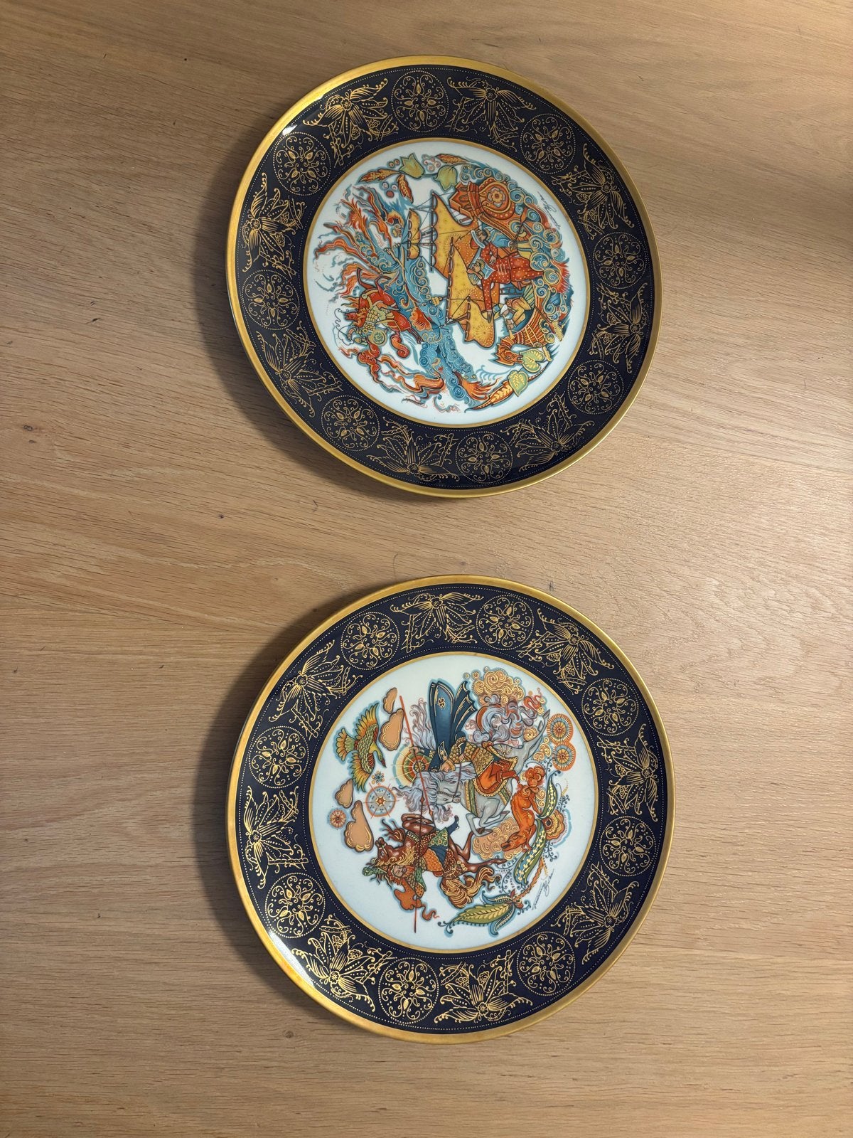 Set van 2 decoratieve borden met oosterse motieven, Ophalen of Verzenden