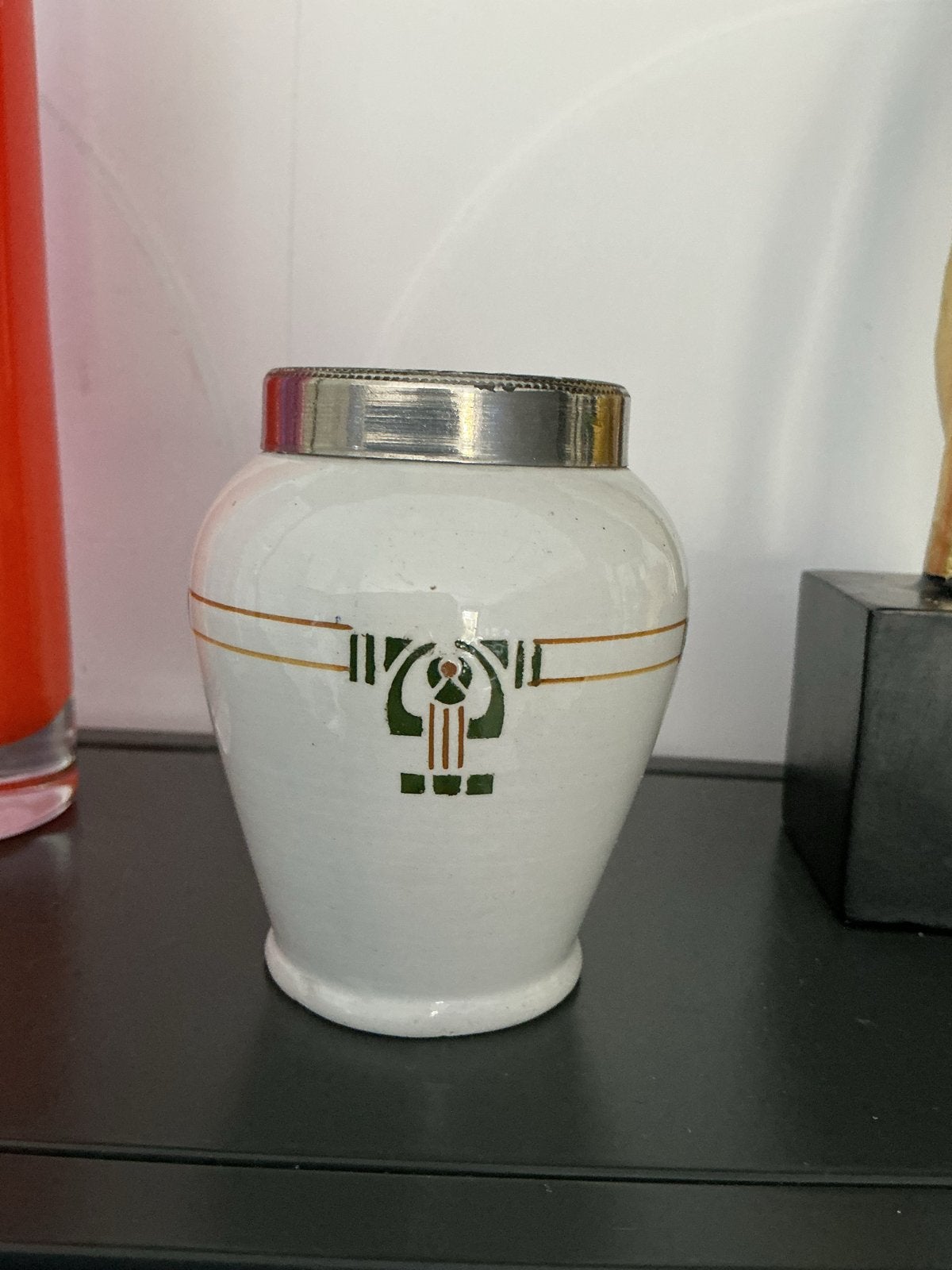 Antieke Art Nouveau vaasje met verZilveren Rand, Ophalen of Verzenden