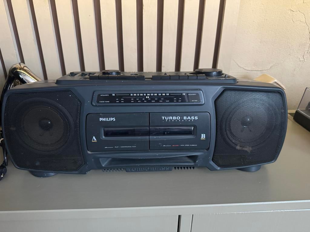 Philips Radio Cassette Speler AW 7502, Audio, Tv en Foto, Cassettedecks, Ophalen of Verzenden, Dubbel, Philips