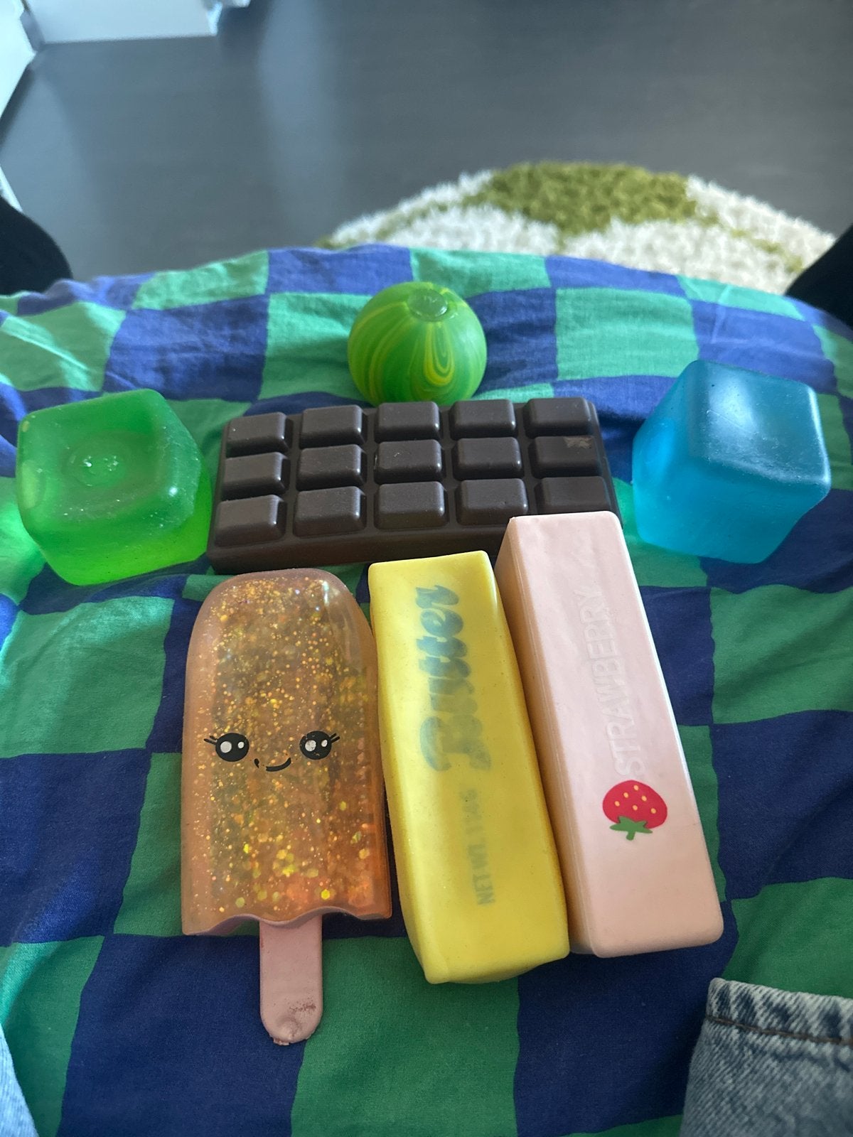 Squishy speelgoed set: ijsje, chocolade, boter, aardbei, Kinderen en Baby's, Speelgoed | Overig, Ophalen of Verzenden, Gebruikt