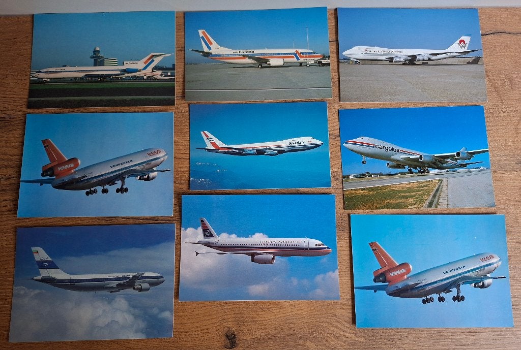 Set van 9 Vliegtuig Ansichtkaarten - Diverse Luchtvaartmaats, Verzamelen, Ophalen of Verzenden, Zo goed als nieuw, Kaart, Foto of Prent