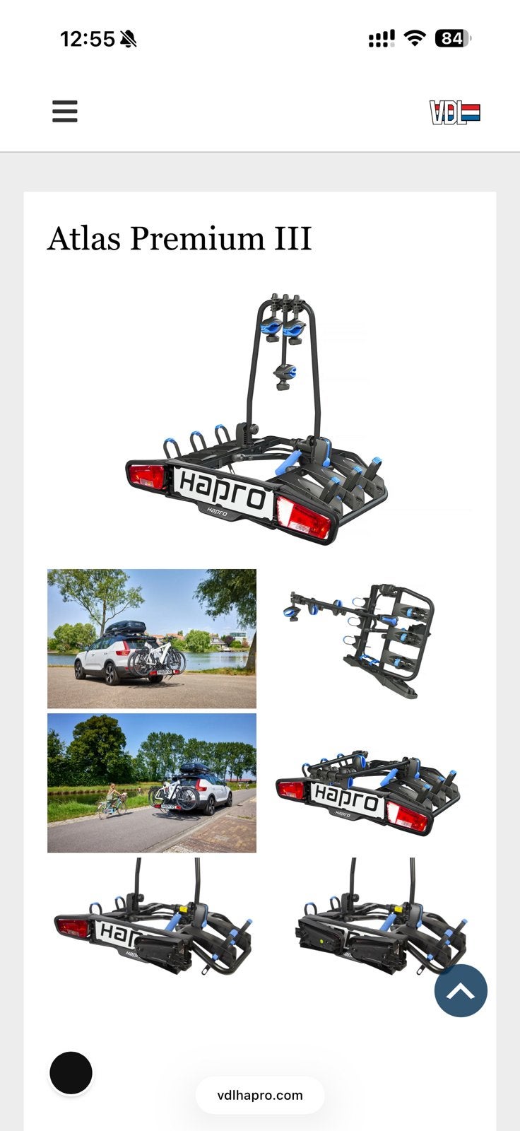 Hapro Atlas premium 3 fietsendrager, Ophalen, 3 fietsen of meer, Elektrische fiets, Nieuw