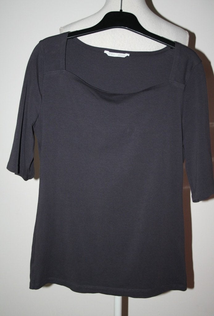 Zara grijs katoen shirt mt 42 44 XL, Verzenden, Zara, Maat 42/44 (L), Zo goed als nieuw