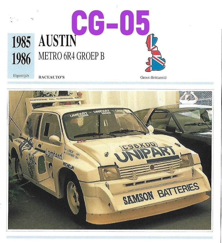 Cg5 autokaart austin metro 6r4 groep b vantage  1985 - 1986, Ophalen of Verzenden, Zo goed als nieuw, Auto's