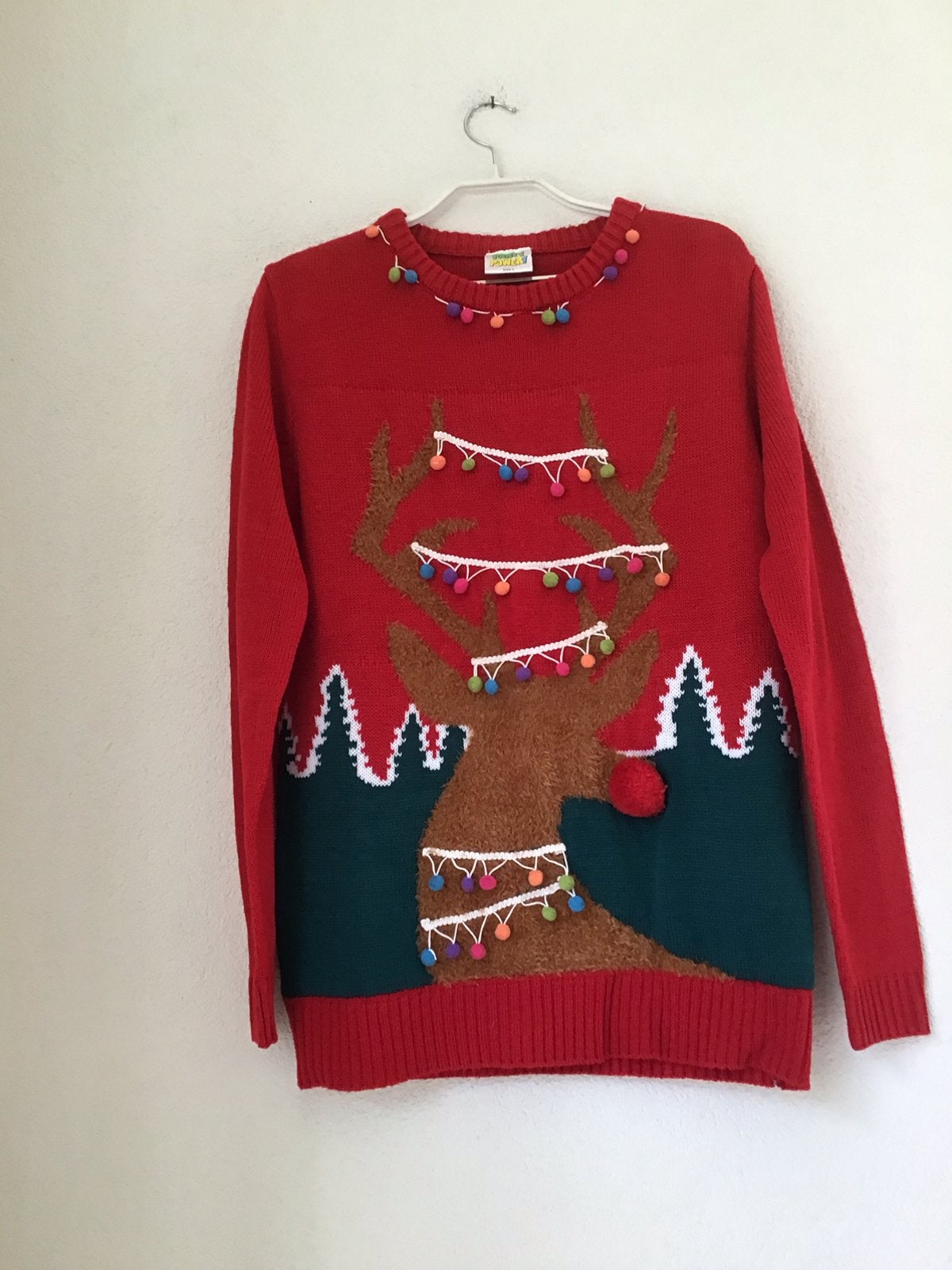 Party Power Kersttrui rood meerkleurig maat L, Kerstmis of Sinterklaas, Maat 42/44 (L), Ophalen of Verzenden, Zo goed als nieuw