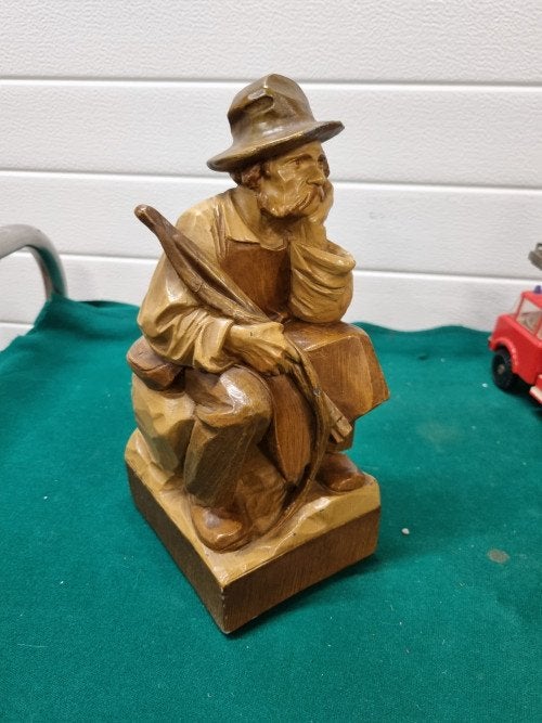 -	Beeld visser vintage aardewerk gesigneerd, Ophalen of Verzenden