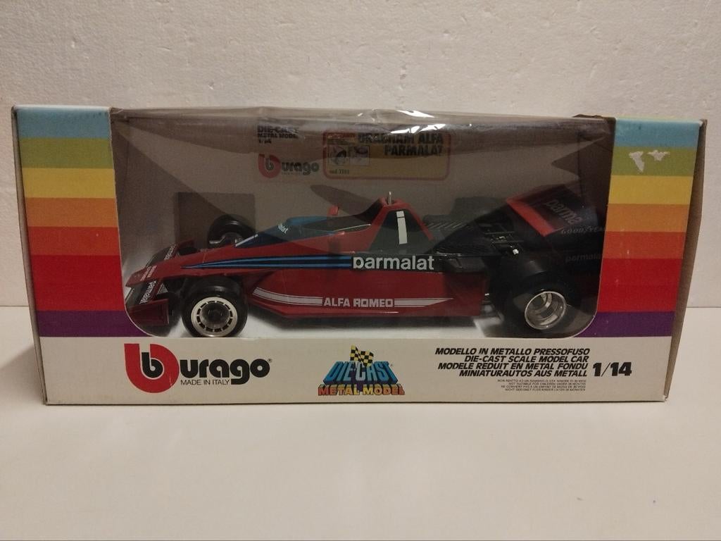 Alfa Romeo Brabham  formule 1 Parmalat red Bburago 1:14 KRD, Ophalen of Verzenden, Zo goed als nieuw, 1:9 t/m 1:12, Auto