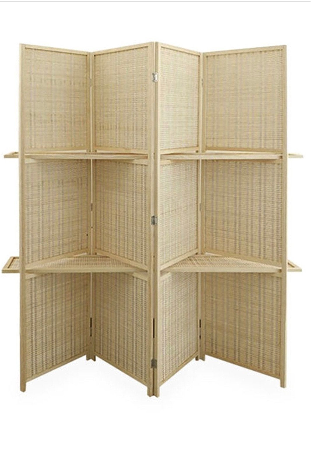 Nieuw Kamerscherm Bamboe Hout met Planken 4 - Ruimteverdeler, Ophalen of Verzenden
