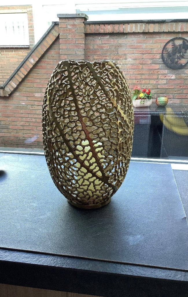 Goudkleurig Windlicht, Windlicht, Ophalen of Verzenden, Zo goed als nieuw, 40 cm