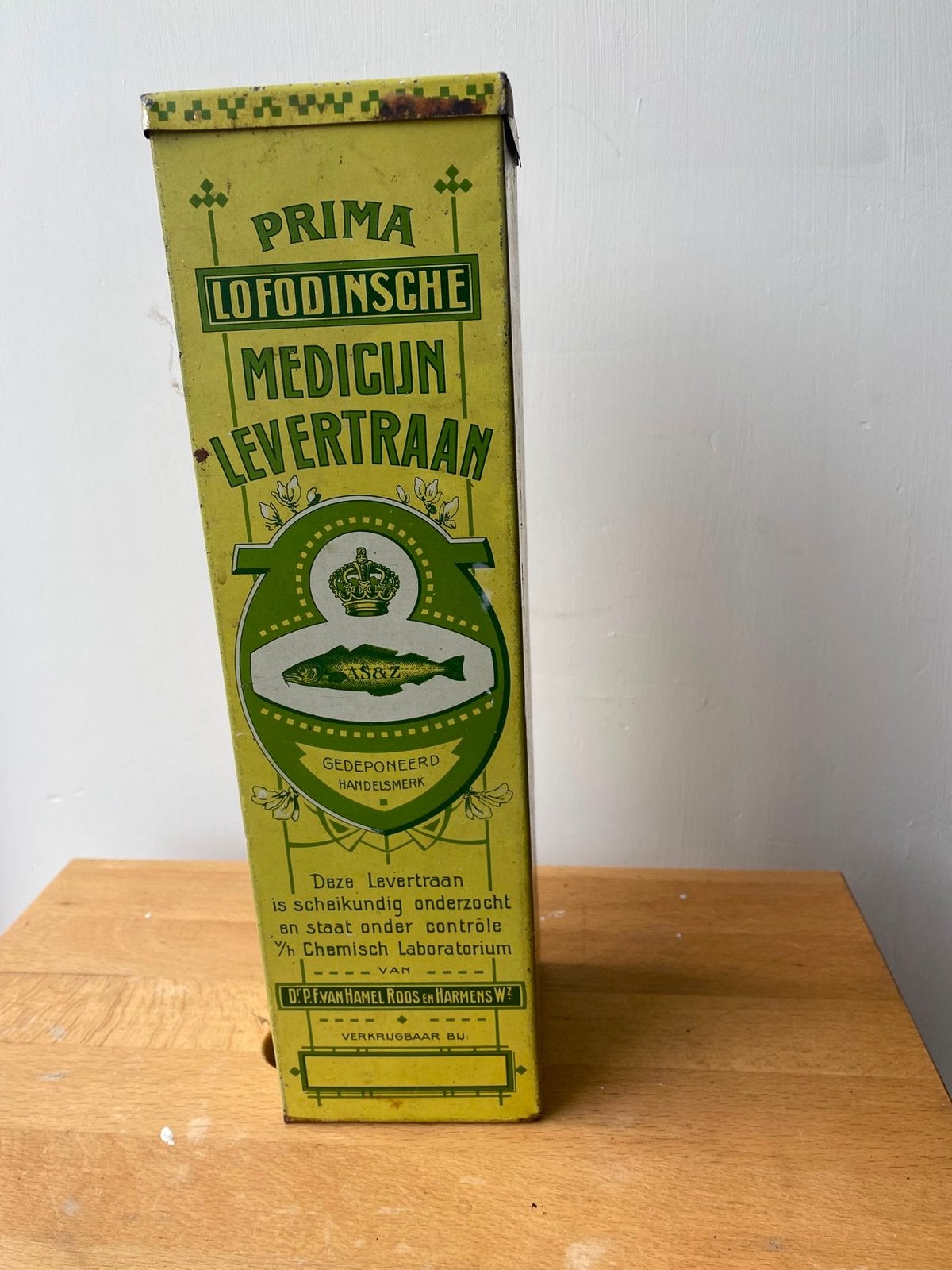 Antieke Prima Lofodinsche Medicijn Levertraan Blik, Antiek en Kunst, Ophalen of Verzenden