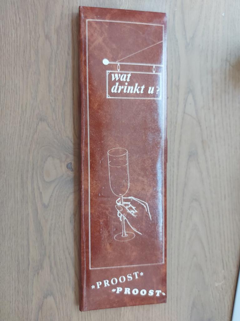 Vintage Drankkaart 'Wat Drinkt U?' - Proost Proost, Ophalen of Verzenden
