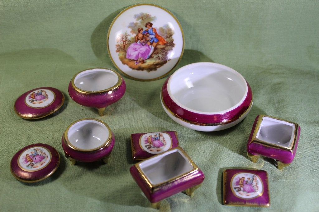 Lot porseleinen juwelendoosjes met romantische decoratie, Ophalen of Verzenden