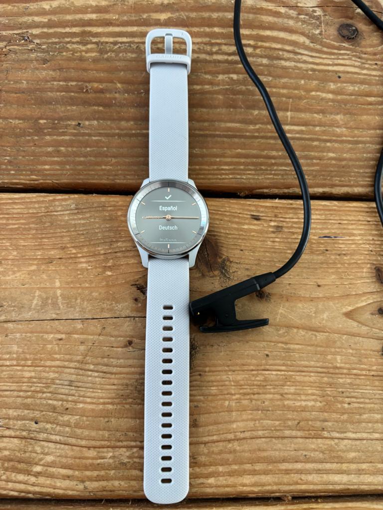 Garmin vivomove Trend smartwatch met lader - Zeer goede staa, Hartslag, Wit, Ophalen of Verzenden, Zo goed als nieuw