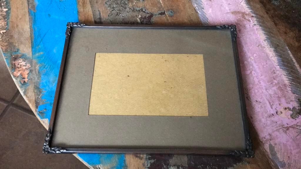 Oude fotolijst met hoekornamenten , ca. 20 x 15 cm, Ophalen of Verzenden