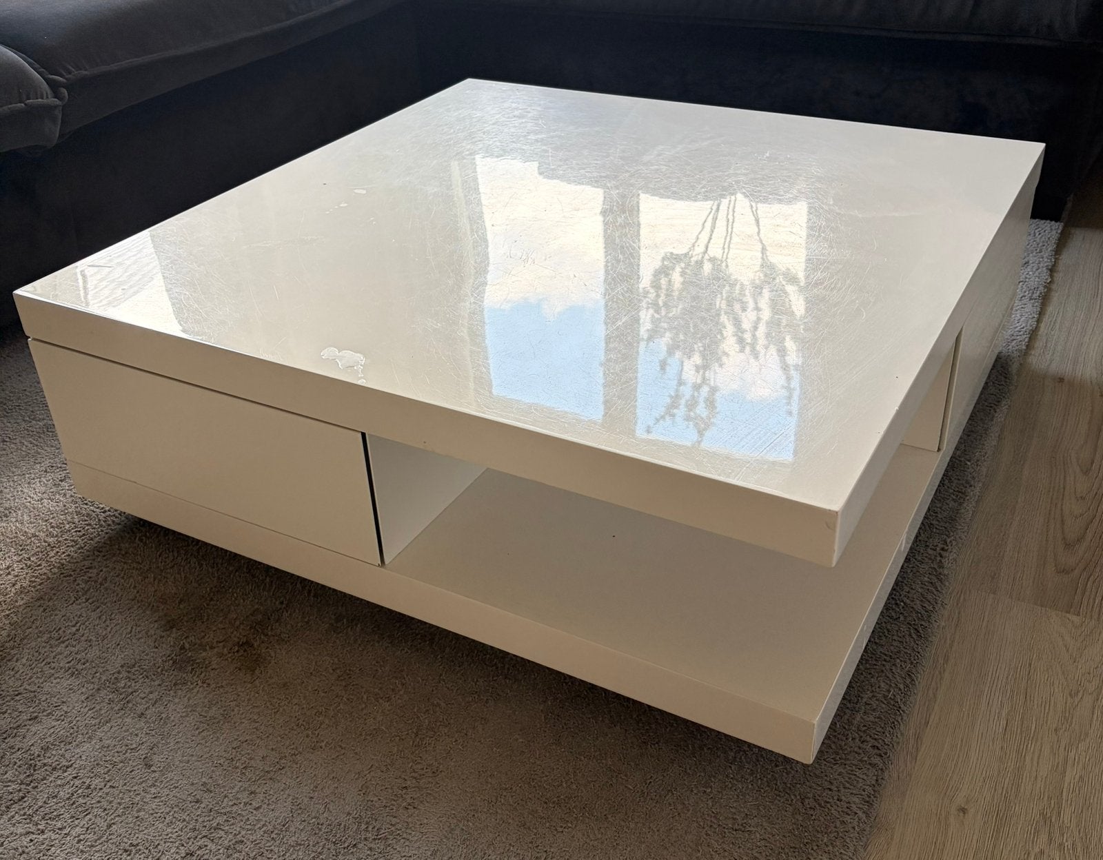 Salontafel wit glans vierkant, Ophalen, Zo goed als nieuw, Vierkant, 50 tot 100 cm