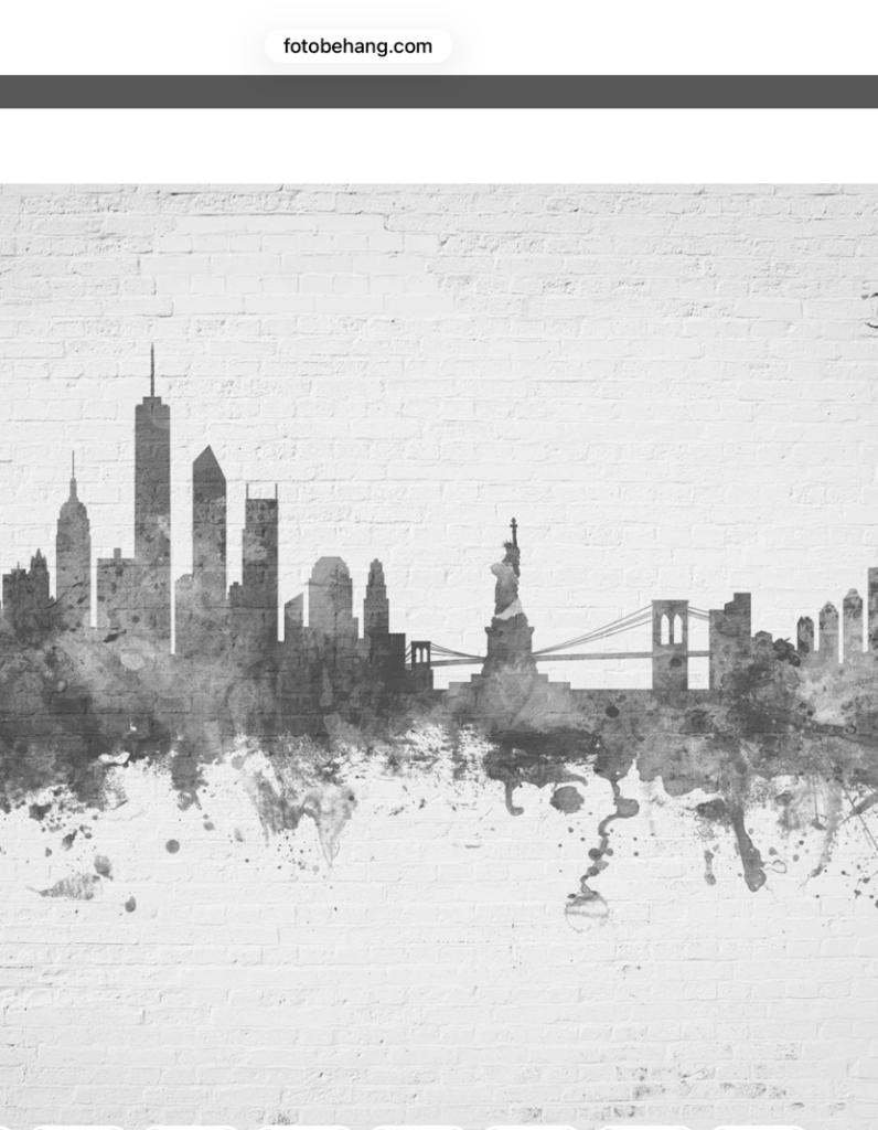 Fotobehang Waterverf skyline New York, Huis en Inrichting, Stoffering | Behang, Ophalen of Verzenden, Minder dan 10 m², Grijs