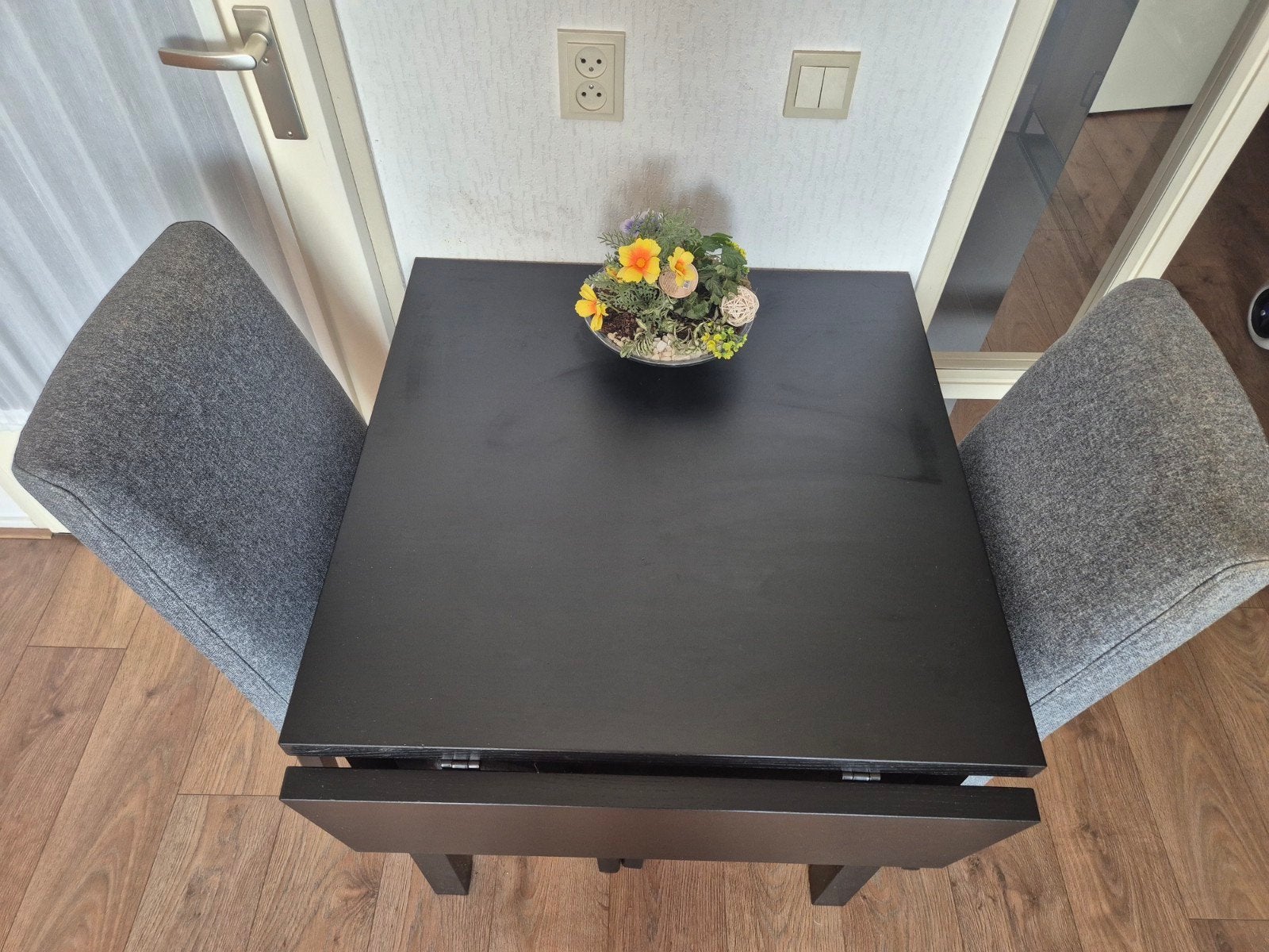KOOPJE - IKEA Norden klaptafel zwart met eettafelstoelen, Huis en Inrichting, Tafels | Eettafels, Ophalen, Gebruikt, 50 tot 100 cm