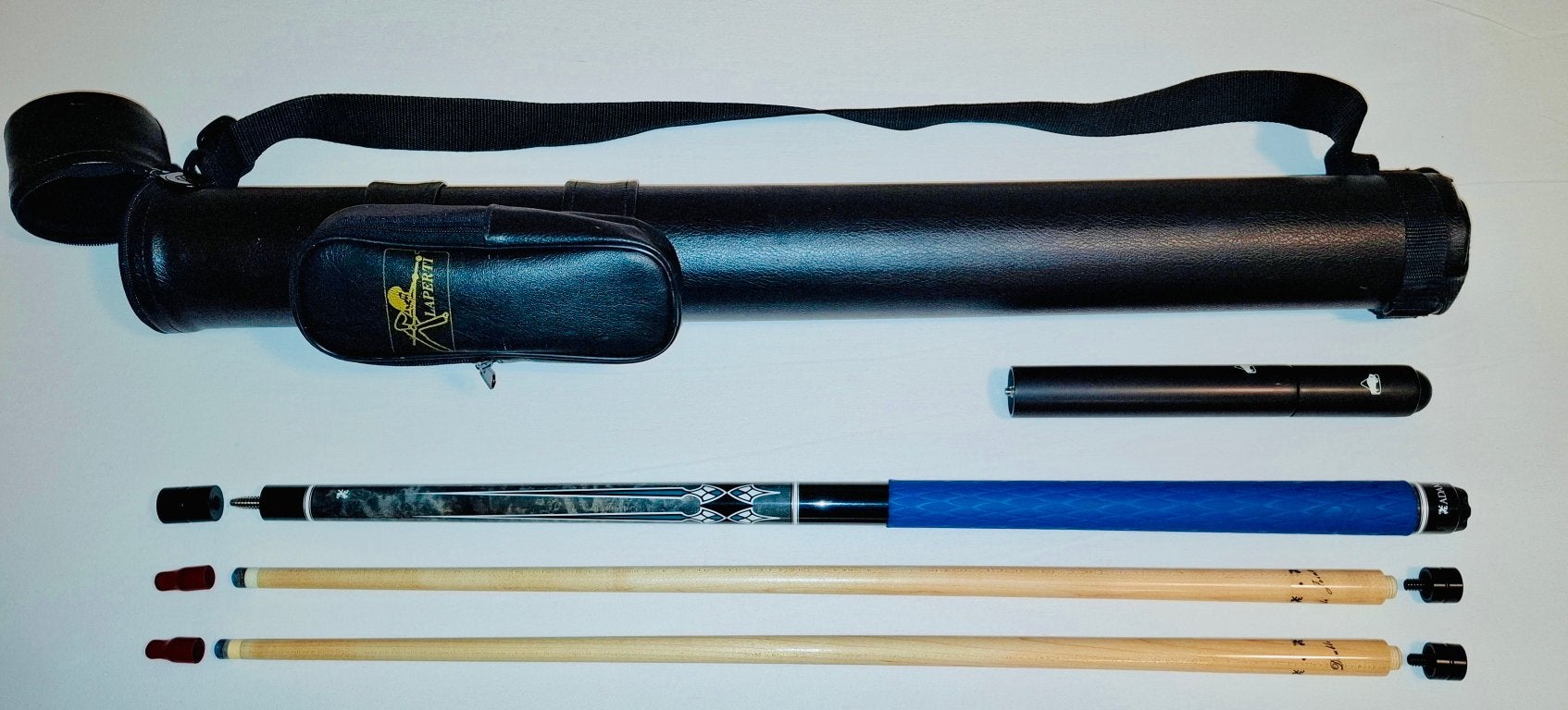 Biljarten Adam Supreme Gifu X2 + 2 topeinden + leren koker, Ophalen of Verzenden, Keu of Ballen