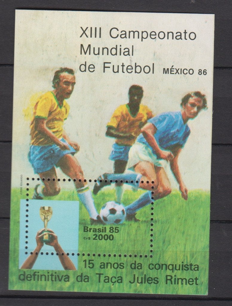 A766 brazilie 1985 pf blok 68 wk voetbal mexico postfris, Ophalen of Verzenden, Postfris, Zuid-Amerika