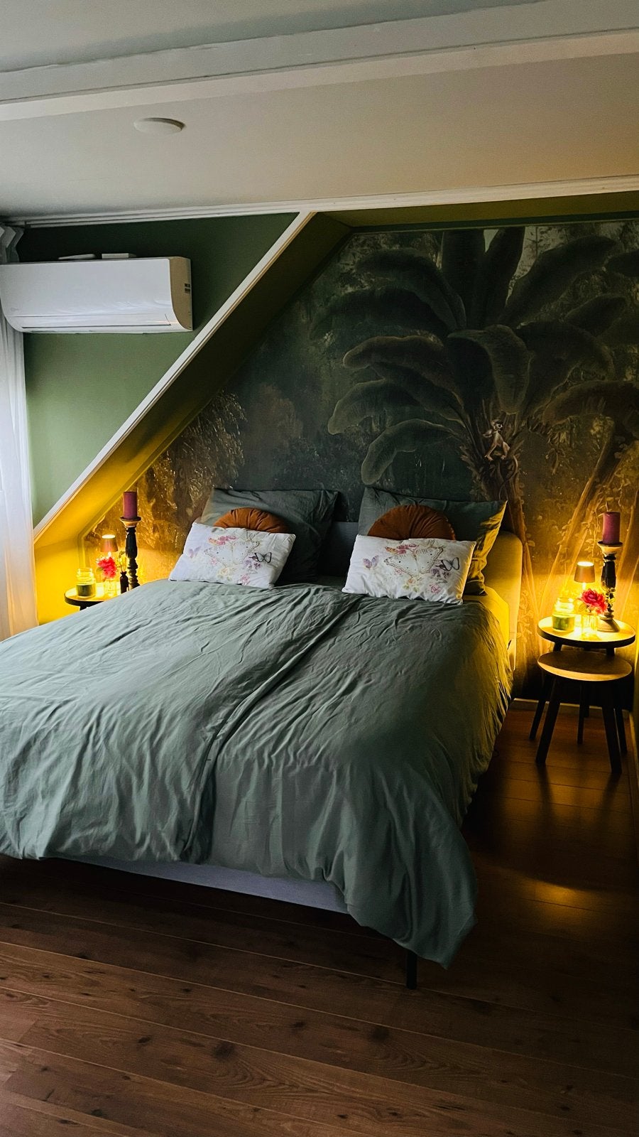 IKEA Slattum bedframe met lichtgrijze stof, 160x200 cm, Huis en Inrichting, Slaapkamer | Bedden, Ophalen, Gebruikt, Tweepersoons