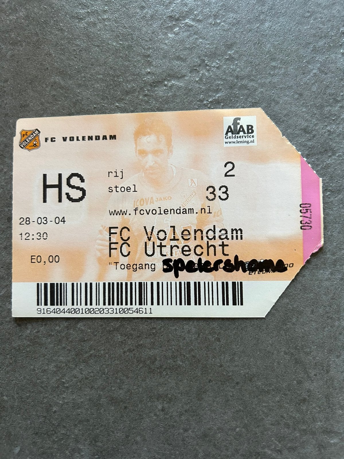 FC Volendam - FC Utrecht ticket, Ophalen of Verzenden, F.C. Utrecht, Overige typen