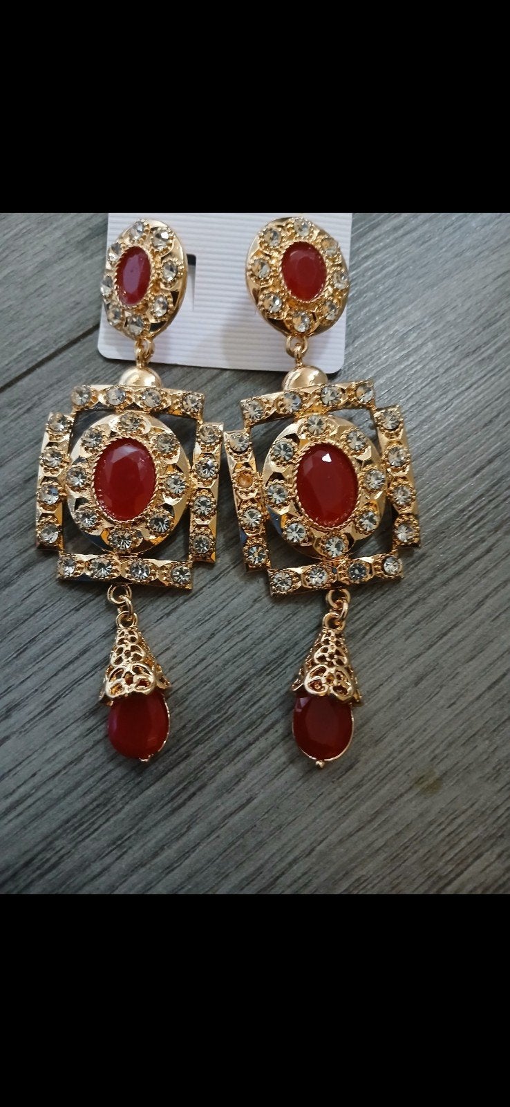 Nieuwe Oorbellen met Rode Steen en Strass, Ophalen, Hangers, Nieuw, Rood