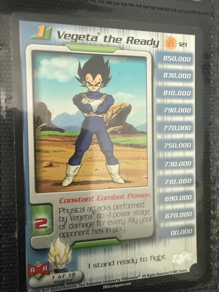 Dragon Ball Z TCG Vegeta the Ready Kaart, Hobby en Vrije tijd, Verzamelkaartspellen | Overige, Zo goed als nieuw, Losse kaart