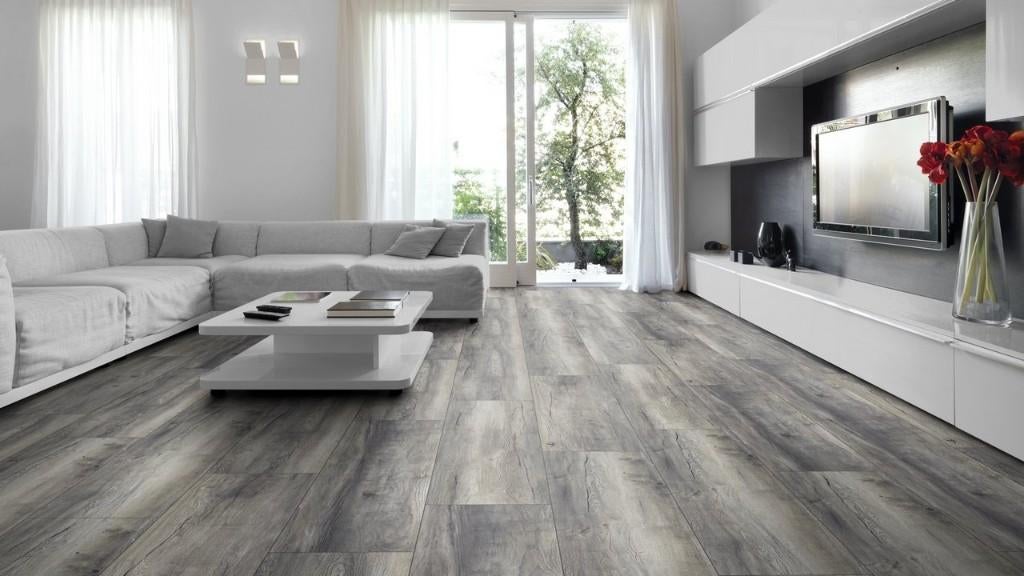 Mooie partij 24 cm brede Grijs laminaat te koop 65m2, 75 m² of meer, Nieuw, Ophalen of Verzenden, Grijs