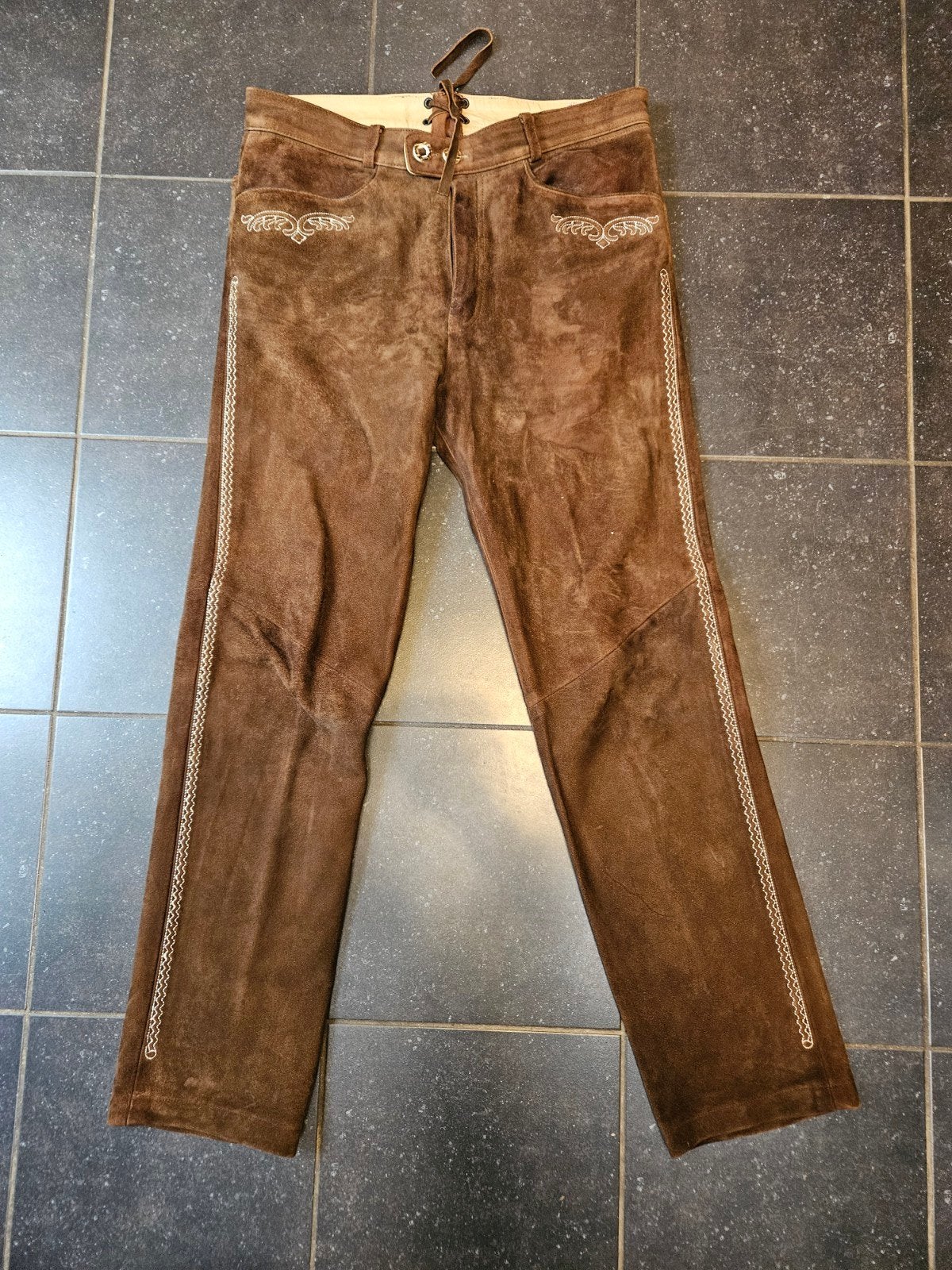 prachtige Lederhose Stockerpoint echt leer, Bruin, Maat 48/50 (M), Ophalen of Verzenden, Zo goed als nieuw