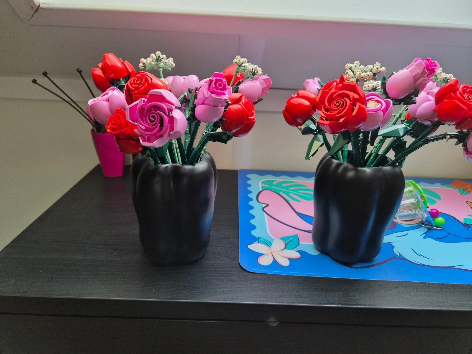 Lego bloemen boeketten - rozen 2x, 1 roze, 1 rode, LEGO, Meerkleurig, Zo goed als nieuw, Kunststof