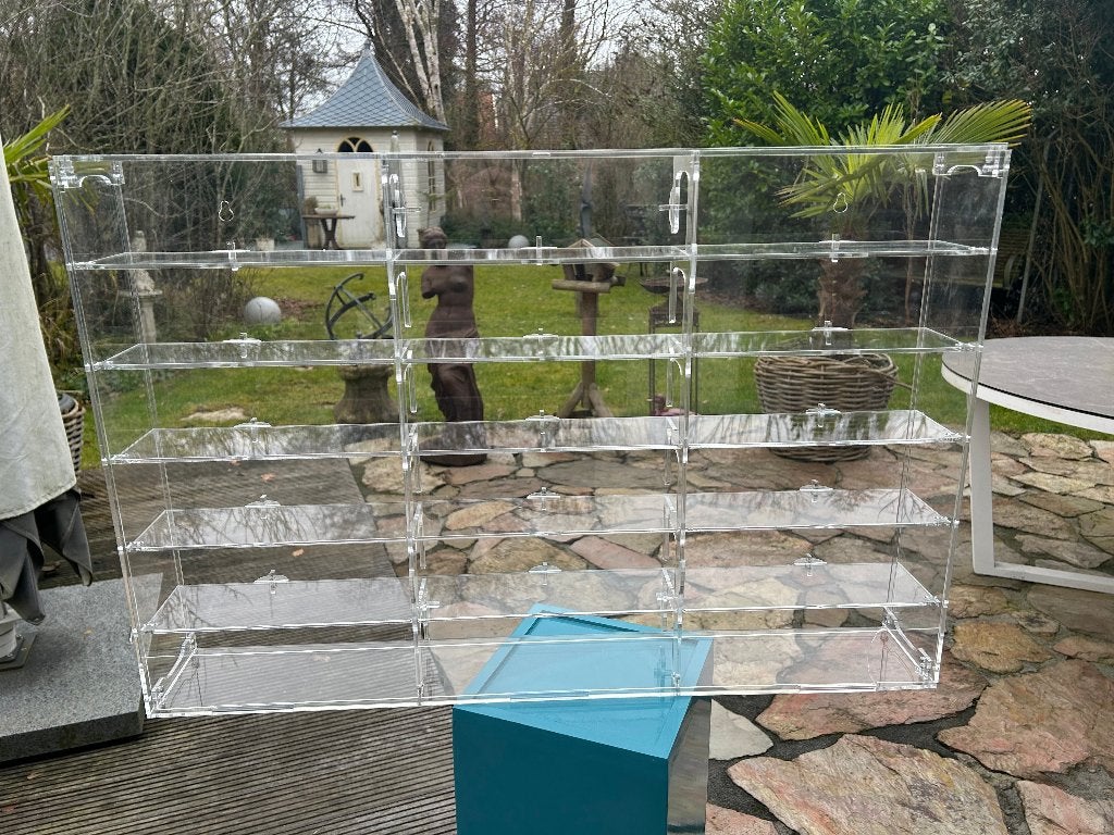 Showvitrines, stofdicht van Plexiglas, Huis en Inrichting, Kasten | Vitrinekasten, Ophalen, Met plank(en), Kunststof, Gebruikt