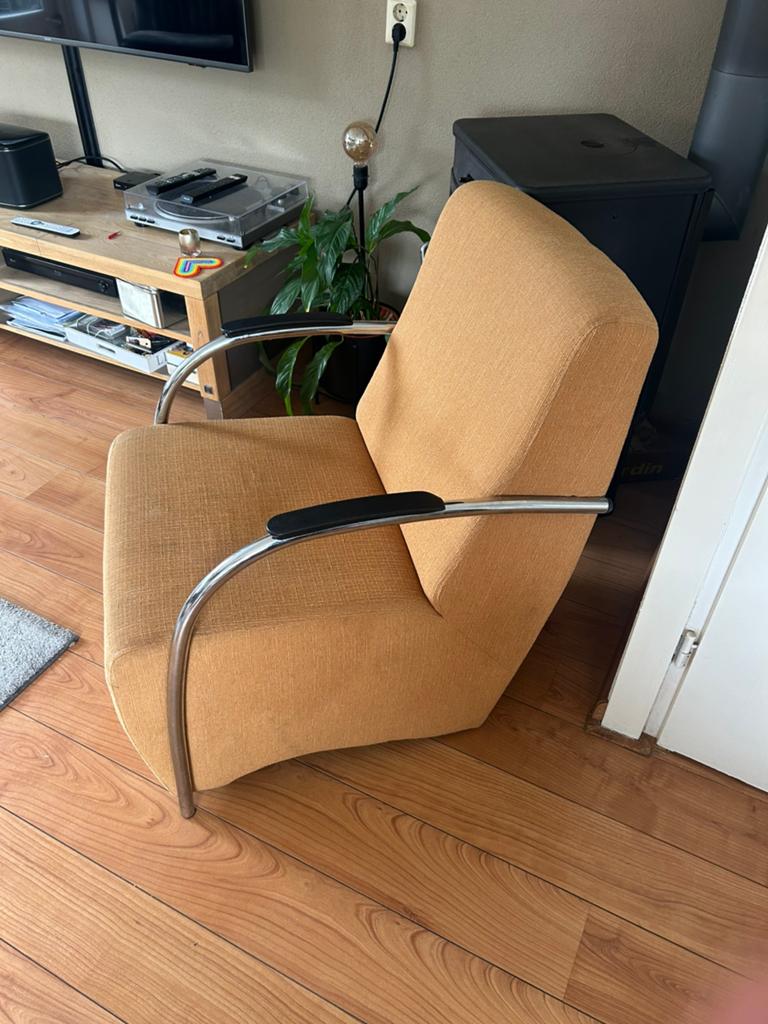 Leuke stoel okergeel, Ophalen, Gebruikt, 50 tot 75 cm, Retro